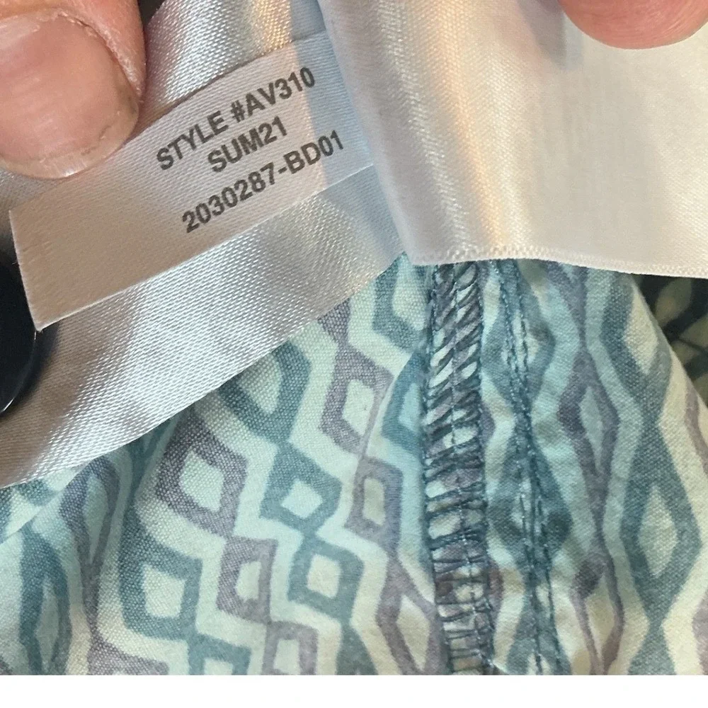 J.Crew Mens Swim Trunks XXL Teal Geometric Diamond Print Drawstring Preppy Beach